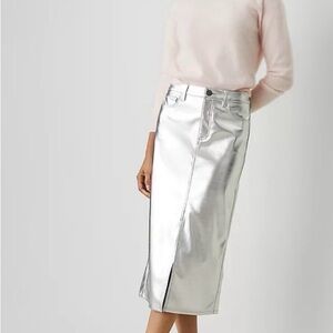 Ann Taylor Shimmering Silver Pencil Skirt